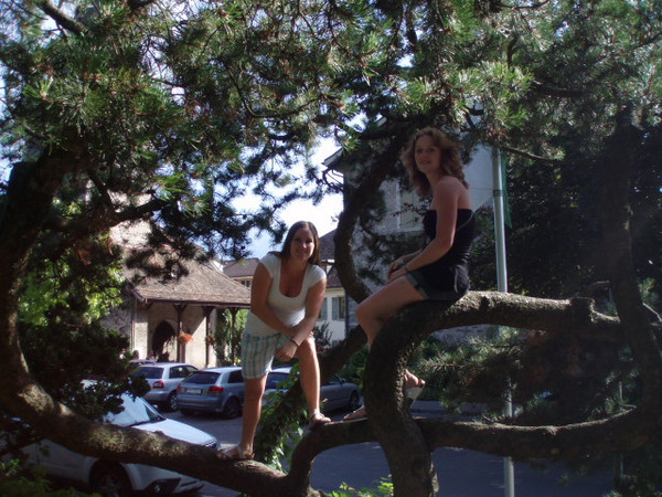 Diandra en Mariëtte in een boom